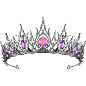 imageSWEETV Halloween Crown  Midnight Coven Gothic Crowns for Women Black Witch Headpiece Halloween Decorations Evil Tiaras and Crowns Dark Tiara Rhinestones Baroque Queen CrownOculus Infernum