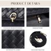 imageCHUNLI Dressy Woven Clutch Purses for Women Designer Crossbody Bags with Top Handle Formal Evening PU Leather HandbagBlack
