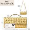 imageCHUNLI Dressy Woven Clutch Purses for Women Designer Crossbody Bags with Top Handle Formal Evening PU Leather HandbagGold