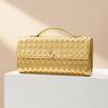 imageCHUNLI Dressy Woven Clutch Purses for Women Designer Crossbody Bags with Top Handle Formal Evening PU Leather HandbagGold