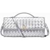 imageCHUNLI Dressy Woven Clutch Purses for Women Designer Crossbody Bags with Top Handle Formal Evening PU Leather HandbagSilver