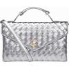 imageCHUNLI Woven Clutch Purses for Women Formal Evening Crossbody Bags with Adjustable Top Handle PU Leather Envelope HandbagsSilver