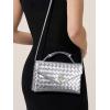 imageCHUNLI Woven Clutch Purses for Women Formal Evening Crossbody Bags with Adjustable Top Handle PU Leather Envelope HandbagsSilver