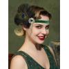 imageSWEETV 1920s Flapper Headpiece for Women Roaring 20s Flapper Headband Great Gatsby Hair Accessory for WomenGreenF02 Green