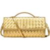 imageCHUNLI Dressy Woven Clutch Purses for Women Designer Crossbody Bags with Top Handle Formal Evening PU Leather HandbagGold