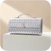 imageCHUNLI Dressy Woven Clutch Purses for Women Designer Crossbody Bags with Top Handle Formal Evening PU Leather HandbagSilver