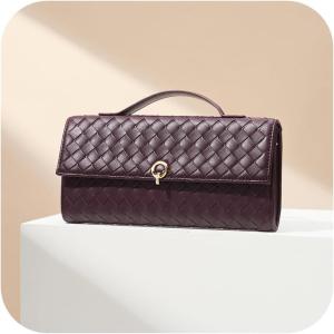 imageCHUNLI Dressy Woven Clutch Purses for Women Designer Crossbody Bags with Top Handle Formal Evening PU Leather HandbagChocolate