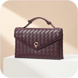 imageCHUNLI Woven Clutch Purses for Women Formal Evening Crossbody Bags with Adjustable Top Handle PU Leather Envelope HandbagsChocolate