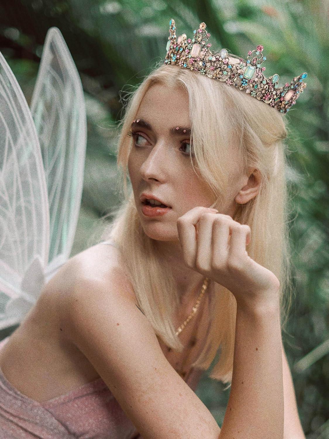 imageSWEETV Queen Crown for Women  Baroque Wedding Tiaras and CrownsJeweled Tiara CrownProm Birthday Halloween Hair Accessories0Multicolored