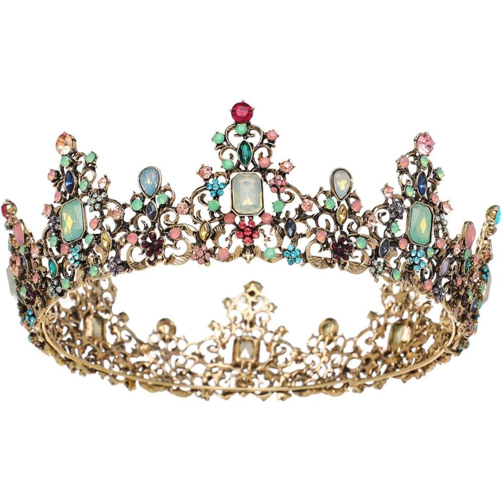 imageSWEETV Queen Crown for Women  Baroque Wedding Tiaras and CrownsJeweled Tiara CrownProm Birthday Halloween Hair Accessories0Multicolored