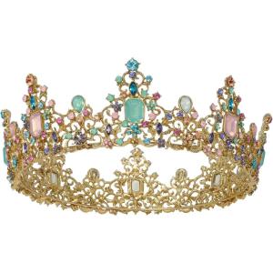 imageSWEETV Queen Crown for Women  Baroque Wedding Tiaras and CrownsJeweled Tiara CrownProm Birthday Halloween Hair Accessories4Gold  Multicolored