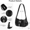 imageCHUNLI Stylish Y2K Purse for Women Small Hobo Shoulder Bags Soft Vegan Leather Goth Punk Handbag with an Adjustable StrapBlack