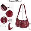 imageCHUNLI Stylish Y2K Purse for Women Small Hobo Shoulder Bags Soft Vegan Leather Goth Punk Handbag with an Adjustable StrapRed