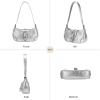 imageCHUNLI Stylish Y2K Purse for Women Small Hobo Shoulder Bags Soft Vegan Leather Goth Punk Handbag with an Adjustable StrapSilver