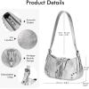 imageCHUNLI Stylish Y2K Purse for Women Small Hobo Shoulder Bags Soft Vegan Leather Goth Punk Handbag with an Adjustable StrapSilver