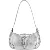 imageCHUNLI Stylish Y2K Purse for Women Small Hobo Shoulder Bags Soft Vegan Leather Goth Punk Handbag with an Adjustable StrapSilver