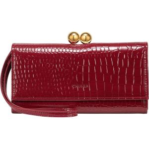 image3in1 Evening Clutch Wallet for Women 7 Card Slots Convertible Purse with Detachable Strap as Shoulder BagClutchWristletRed