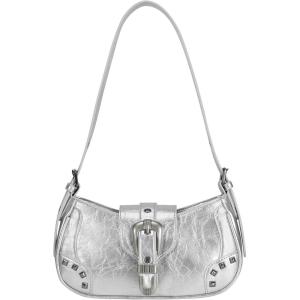 imageCHUNLI Stylish Y2K Purse for Women Small Hobo Shoulder Bags Soft Vegan Leather Goth Punk Handbag with an Adjustable StrapSilver