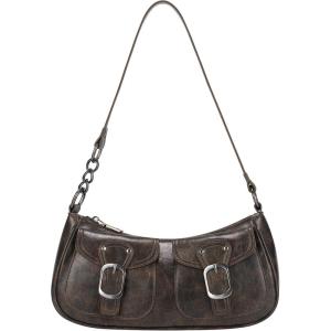 imageCHUNLI Y2K Purses for Women Vintage PU Leather Shoulder Bag with Zipper Closure Adjustable Detachable StrapBrown
