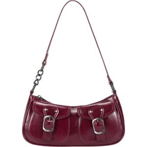 imageCHUNLI Y2K Purses for Women Vintage PU Leather Shoulder Bag with Zipper Closure Adjustable Detachable StrapBurgundy