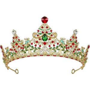 imageSWEETV Christmas Jeweled Crown Merry Tree Tiara Rhinestone Headband Costume Accessories for Merry Christmas Party for Women GirlsMerry Tree Crown 