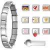 imageSWEETV Stainless Steel 18 Link Polish Italian Charm Bracelet with 1Pcs Starter Brascelet 9Pcs20Pcs Charms and Opening Tools Classic 9mm Modular Charm Personalized Jewelry GiftBSilver
